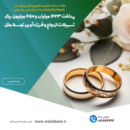 مؤسسه اعتباری ملل پیشتاز در پرداخت وامهای قرضالحسنه در ابتدای سال جاری / پرداخت ۱۶۲۳ میلیارد و ۴۵۰ میلیون ریال تسهیلات ازدواج و فرزندآوری توسط ملل مؤسسه اعتباری ملل پیشتاز در پرداخت وامهای قرضالحسنه در ابتدای سال جاری / پرداخت ۱۶۲۳ میلیارد و ۴۵۰ میلیون ریال تسهیلات ازدواج و فرزندآوری توسط ملل