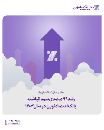 رشد ۹۹ درصدی سود انباشته بانک اقتصادنوین در سال ۱۴۰۳ رشد ۹۹ درصدی سود انباشته بانک اقتصادنوین در سال ۱۴۰۳