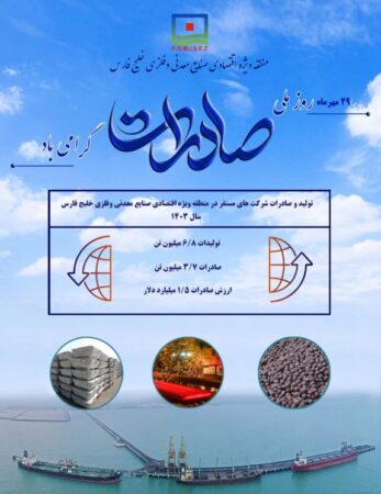 رشد پایدار تولید و صادرات در منطقه ویژه اقتصادی خلیج فارس در سال ۱۴۰۳ / ارزش صادرات منطقه طی سال ۱۴۰۳؛ بیش از ۱.۴۹ میلیارد دلار رشد پایدار تولید و صادرات در منطقه ویژه اقتصادی خلیج فارس در سال ۱۴۰۳ / ارزش صادرات منطقه طی سال ۱۴۰۳؛ بیش از ۱.۴۹ میلیارد دلار