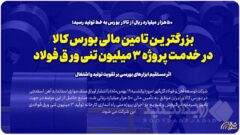 بزرگترین تامین مالی بورس کالا در خدمت پروژه ۳ میلیون تنی ورق فولاد/ اثر مستقیم ابزارهای بورسی بر تقویت تولید و اشتغال