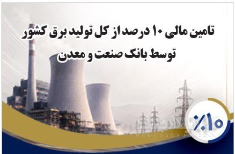 بانک صنعت و معدن ۱۰ درصد از تولید برق کشور را تامین مالی کرده است