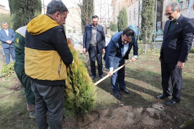 کاشت نهال توسط مدیرعامل بانک ملی ایران در روز درختکاری